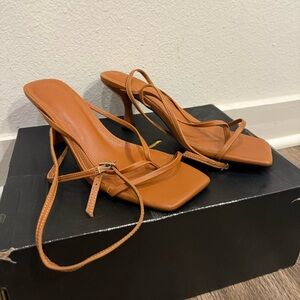 Women’s Tan/Brown Leather Heeled Sandals 9